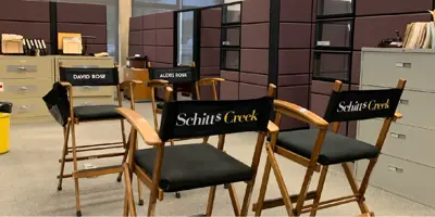 Schitt's Creek branded actor chairs