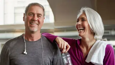 A man and a woman after a gym workout