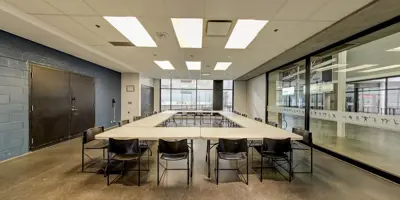 Delpark Home Centre Activity Room set up with tables and chairs