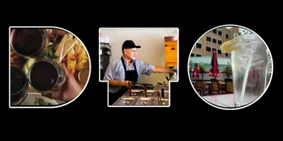 DTO Logo with local business photos in words