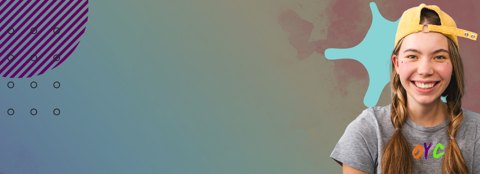 youth smiling with a fun background