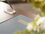 Marriage register book with pen